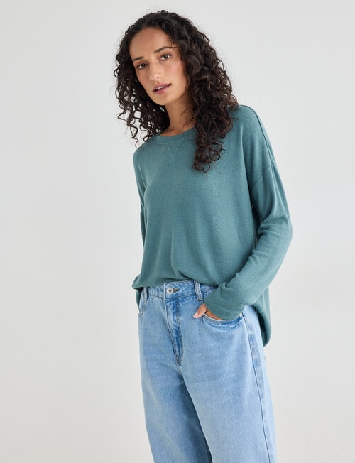 Zest Supersoft Brushed Crew Tee, Sea Pine product photo View 05 L