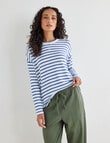 Zest Supersoft Brushed Stripe Crew Tee, Denim Blue product photo