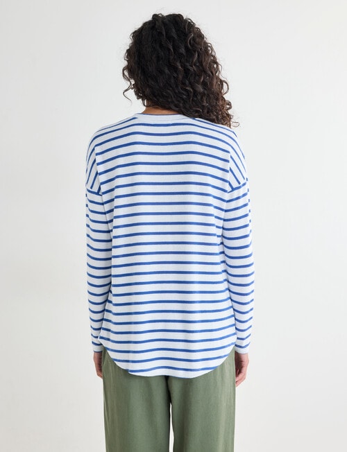 Zest Supersoft Brushed Stripe Crew Tee, Denim Blue product photo View 02 L