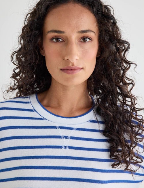 Zest Supersoft Brushed Stripe Crew Tee, Denim Blue product photo View 04 L