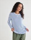 Zest Supersoft Brushed Stripe Crew Tee, Denim Blue product photo View 05 S