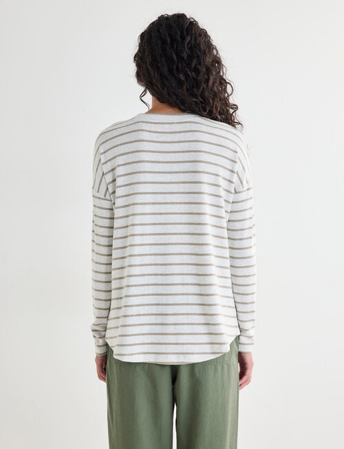 Zest Supersoft Brushed Stripe Crew Tee, Oat product photo View 02 L