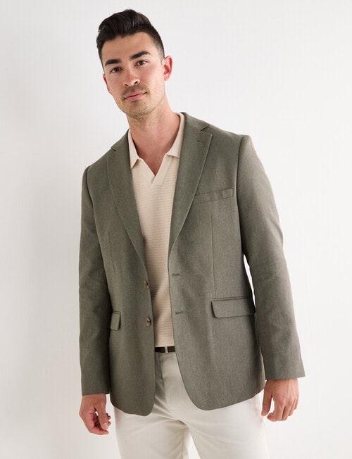 Laidlaw + Leeds Cotton Linen Blend Blazer, Khaki product photo View 07 L