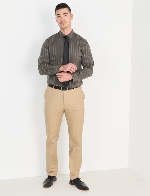 Laidlaw + Leeds Stripe Long Sleeve Shirt, Khaki product photo View 03 L