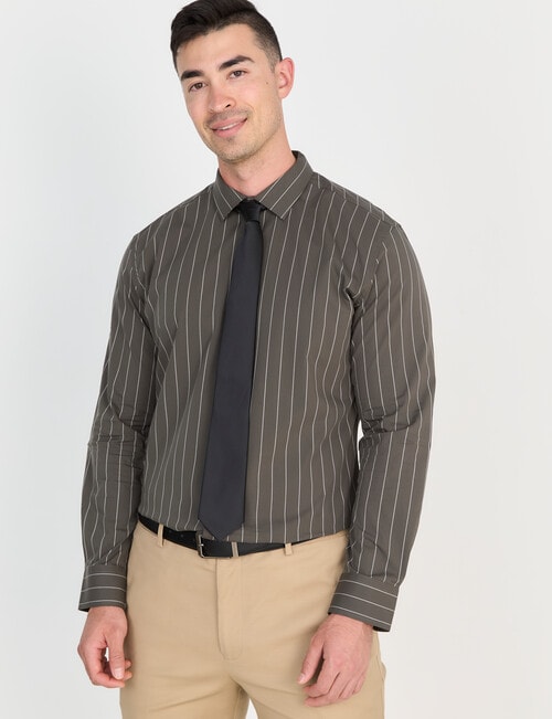 Laidlaw + Leeds Stripe Long Sleeve Shirt, Khaki product photo View 05 L