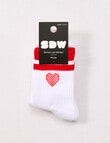 Simon De Winter Love Striped Three Quarter Crew Rib Socks, 2-Pack, White product photo View 02 S