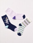 Simon De Winter Cat Crew Socks, 3-Pack, Multicoloured product photo