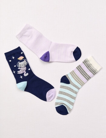 Simon De Winter Cat Crew Socks, 3-Pack, Multicoloured product photo