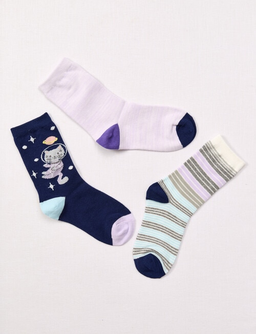 Simon De Winter Cat Crew Socks, 3-Pack, Multicoloured product photo