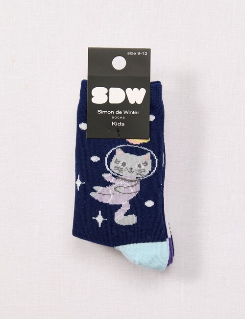 Simon De Winter Cat Crew Socks, 3-Pack, Multicoloured product photo View 02 L