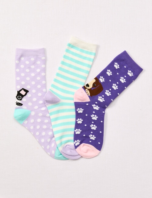 Simon De Winter Pups Crew Socks, 3-Pack, Multicoloured product photo