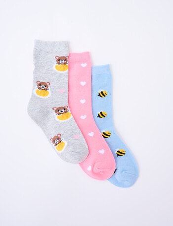 Simon De Winter Honey Bear Crew Socks, 3-Pack, Blue product photo