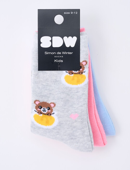 Simon De Winter Honey Bear Crew Socks, 3-Pack, Blue product photo View 02 L