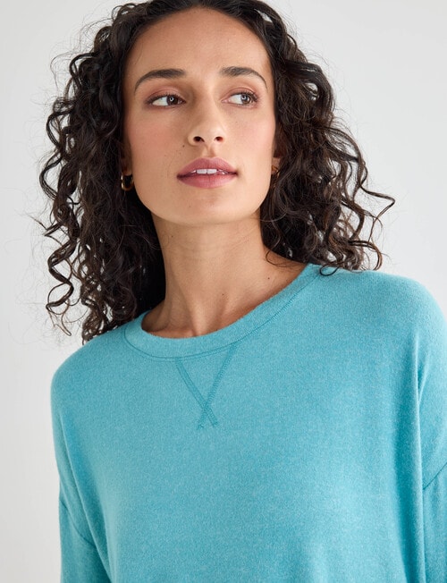 Zest Supersoft Brushed Crew Tee, Dusty Turquoise product photo View 04 L