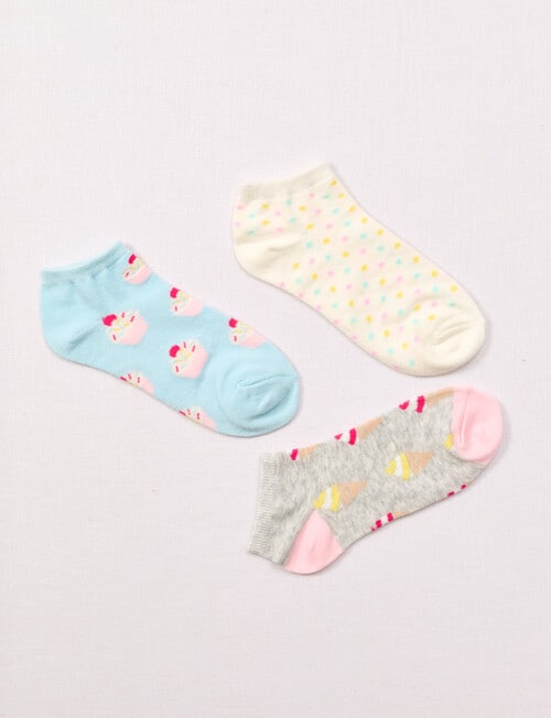Simon De Winter Cupcake & Icecream Trainer Socks, 3-Pack, Multicoloured product photo