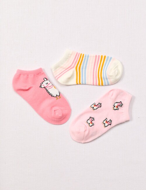 Simon De Winter Llama Trainer Socks, 3-Pack, Pink product photo
