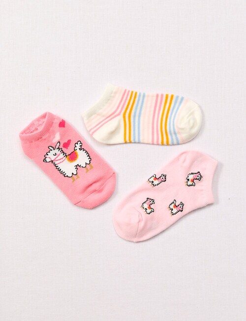 Simon De Winter Llama Trainer Socks, 3-Pack, Pink product photo View 03 L