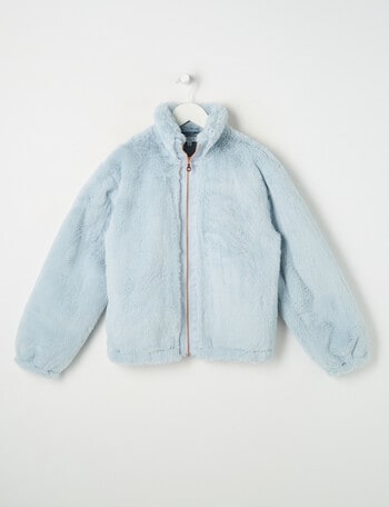 Switch Faux Fur Jacket, Sky Blue product photo