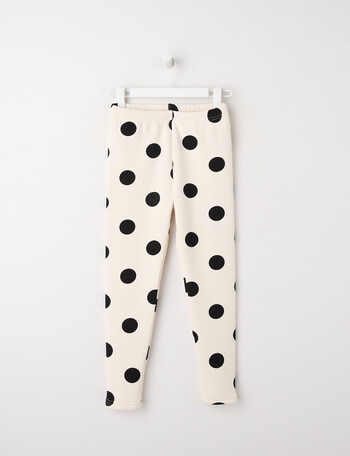 Mac & Ellie Spot Full Length Cosy Fleece Leggings, Natural & Black product photo