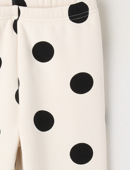 Mac & Ellie Spot Full Length Cosy Fleece Leggings, Natural & Black product photo View 02 L
