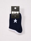 Simon De Winter Star Rib Three Quarter Crew Sock, 2-Pack, Navy & White product photo View 02 S