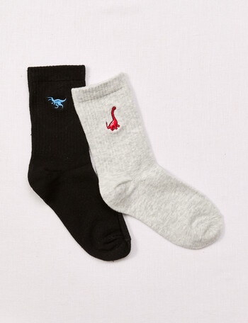 Simon De Winter Dino Rib Crew Sock, 2-Pack, Black & Grey product photo