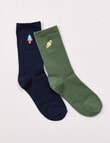 Simon De Winter Space Rib Crew Sock, 2-Pack, Navy & Sage product photo