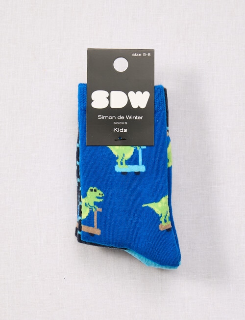 Simon De Winter Dino Skate Crew Sock, 3-Pack, Blue product photo View 02 L