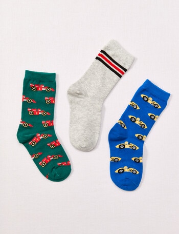 Simon De Winter Racing Stripes Crew Sock, 3-Pack, Blue product photo