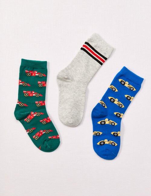 Simon De Winter Racing Stripes Crew Sock, 3-Pack, Blue product photo