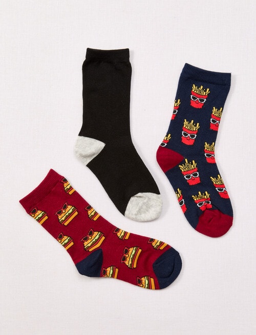 Simon De Winter Food Crew Sock, 3-Pack, Red product photo