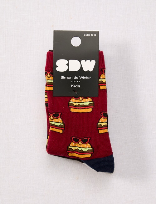 Simon De Winter Food Crew Sock, 3-Pack, Red product photo View 02 L