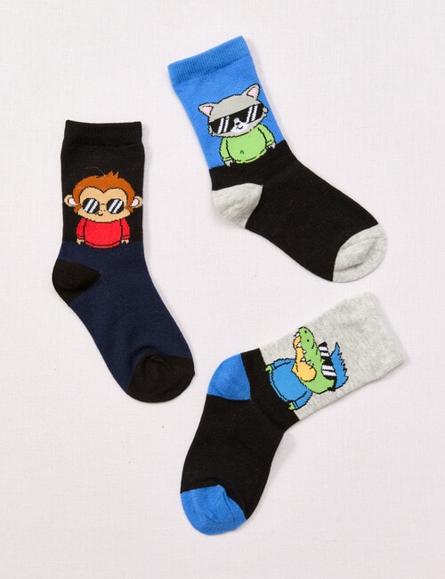 Simon De Winter Cool Dudes Crew Sock, 3-Pack, Black product photo