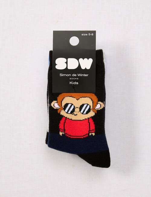 Simon De Winter Cool Dudes Crew Sock, 3-Pack, Black product photo View 02 L