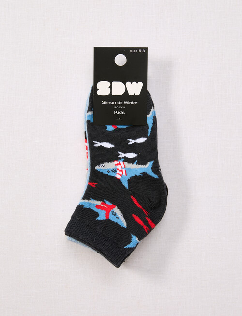 Simon De Winter Shark Quarter Crew Sock, 3-Pack, Grey product photo View 02 L