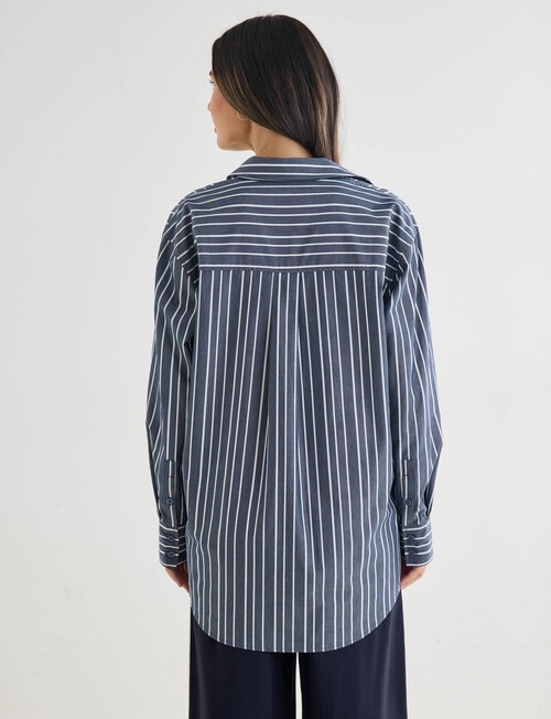 Whistle The Perfect Stripe Shirt, White & Navy product photo View 02 L