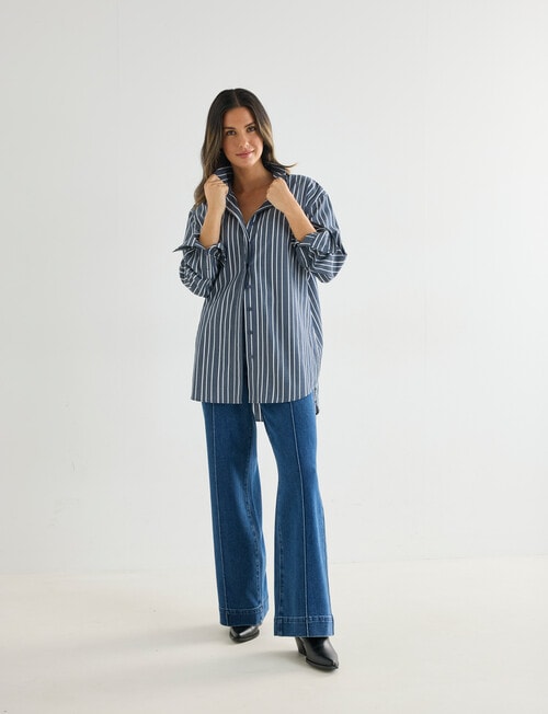 Whistle The Perfect Stripe Shirt, White & Navy product photo View 07 L
