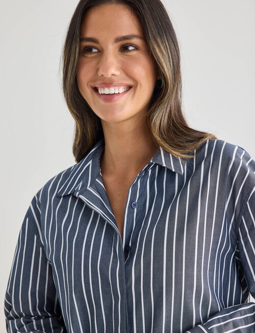 Whistle The Perfect Stripe Shirt, White & Navy product photo View 05 L