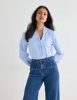 Whistle Ruffle Shirt, Blue Stripe product photo