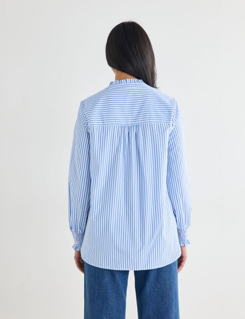 Whistle Ruffle Shirt, Blue Stripe product photo View 02 L