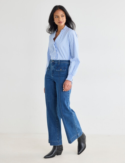 Whistle Ruffle Shirt, Blue Stripe product photo View 03 L