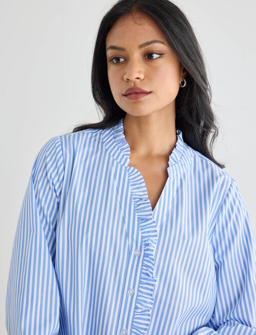 Whistle Ruffle Shirt, Blue Stripe product photo View 05 L