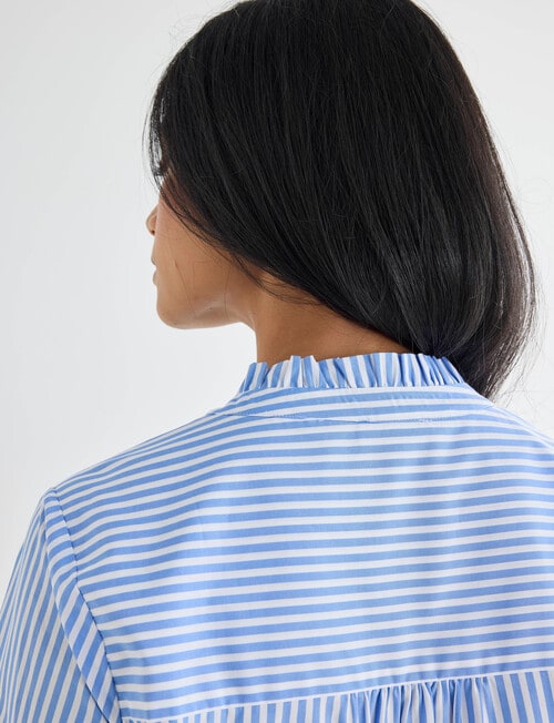 Whistle Ruffle Shirt, Blue Stripe product photo View 08 L
