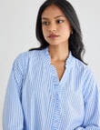 Whistle Long Sleeve Ruffle Shirt, Blue Stripe product photo View 05 S