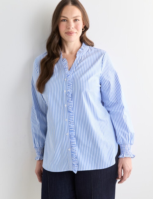 Whistle Ruffle Shirt, Blue Stripe product photo View 12 L