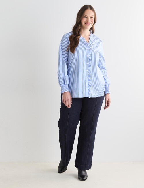 Whistle Ruffle Shirt, Blue Stripe product photo View 13 L