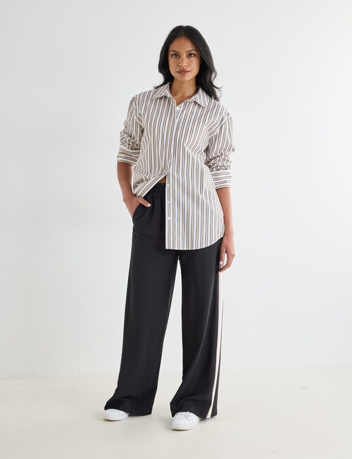 Whistle The Perfect Shirt Stripe, Taupe & White product photo View 03 L