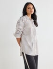 Whistle The Perfect Shirt Stripe, Taupe & White product photo View 05 S
