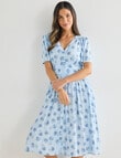 Whistle Roses Shorter Length Tea Dress, Powder Blue product photo