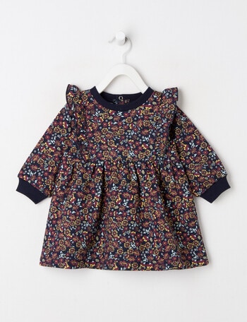 Teeny Weeny Swan Song Play Time Fleece Floral Dress, Midnight product photo